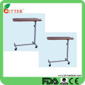 adjustable hospital over bed table with castors